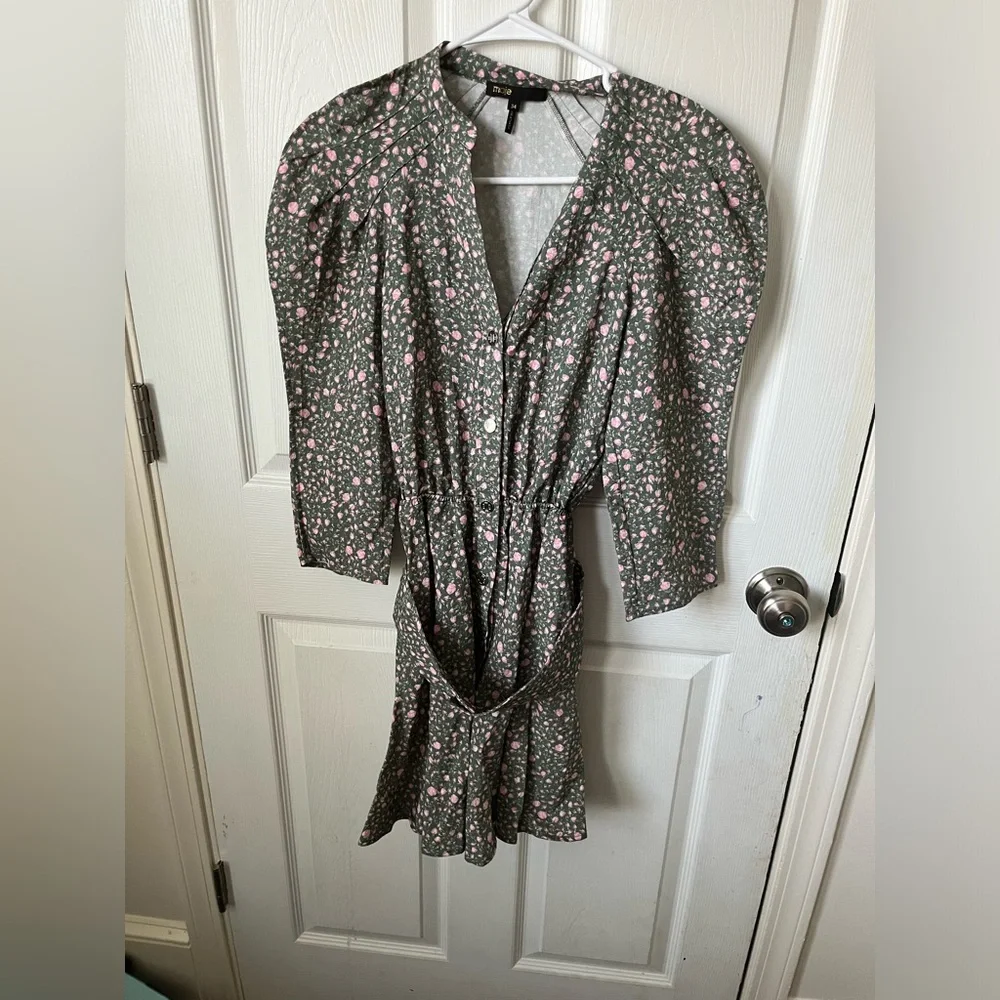 maje military floral dress